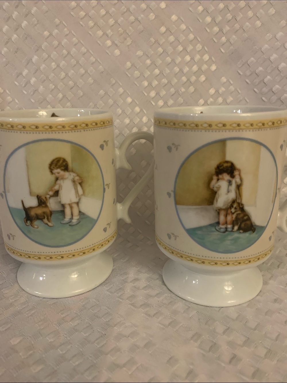 Two vintage Bessie Pease Gutmann cups, “ The Reward “ and “ Mine “.